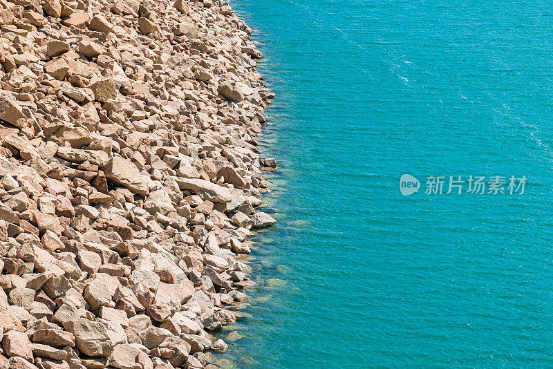 Wide angle aerial view of high island reservoir, far south eastern part of Sai Kung Peninsula, Hong Kong